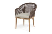 Стул 4SIS "Лион" стул плетеный из роупа, основание дуб, роуп коричневый круглый, ткань бежевая 15052 арт. LIO-CH-T002 brown(beige15052)