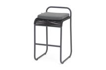 Стул 4SIS "Ането" стул барный плетеный из роупа, каркас алюминий темно-серый (RAL7024) муар, роуп темно-серый круглый, ткань темно-серая 027 арт. ANE-BCH-001 RAL7024 Mua D-grey(D-gray027)