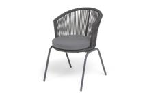 Стул 4SIS "Люксембург" стул плетеный из роупа, каркас из стали темно-серый (RAL7024) муар, роуп темно-серый круглый, ткань темно-серая 027 арт. LUK-CH-st001 RAL7024 Mua D-grey(D-gray027)
