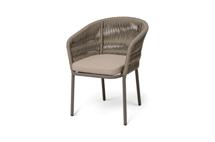 Стул 4SIS "Бордо" стул плетеный из роупа (колос), каркас алюминий серый (RAL7022) муар, роуп серый 15мм, ткань темно-серая 027 арт. BORE-CH-001 (RAL7006) Mua S-G-brown(beige160)