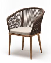 Стул 4SIS "Марсель" стул плетеный из роупа, основание дуб, роуп коричневый круглый, ткань бежевая 15052 арт. MAR-CH-T002 brown(beige15052)