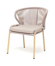 Стул 4SIS "Милан" стул плетеный из роупа, каркас алюминий (RAL1001), роуп бежевый круглый, ткань бежевая арт. MIL-CH-002 RAL1001 beige(beige)