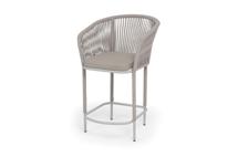 Стул 4SIS "Марсель" стул полубарный плетеный из роупа, каркас из стали светло-серый (RAL7035) муар, роуп бежевый круглый, ткань Mossle бежевая, пос.H65 арт. MAR-BCH-st001/65 RAL7035 Mua beige(beige160)