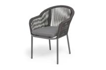 Стул 4SIS "Лион" стул плетеный из роупа, каркас алюминий темно-серый (RAL7024) муар, роуп темно-серый круглый, ткань темно-серая 027 арт. LIO-CH-001 RAL7024 Mua D-grey(D-gray027)