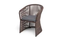 Стул 4SIS "Романо" стул плетеный из роупа, каркас алюминий коричневый (RAL8016) муар, роуп коричневый круглый, ткань темно-серая 027 арт. ROM-CH-003 RAL8016 Mua brown(D-gray027)