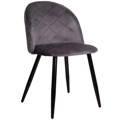 Стул AksHome Стул Honnor, серый, велюр, цвет каркаса черный арт. ZN-126730