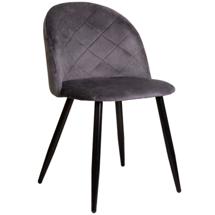 Стул AksHome Стул Honnor, серый, велюр, цвет каркаса черный арт. ZN-126730