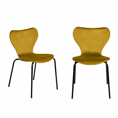Стул Bradexhome Комплект из 2-х стульев Seven Style горчичный велюр с чёрными ножками арт. RF 0252P