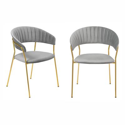 Стул Bradexhome Комплект из 2-х стульев Turin серый, золотые ножки арт. FR 0910P