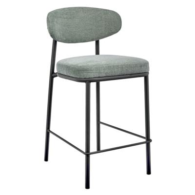 Стул Bradexhome Стул полубарный Lucas 2 шалфей шенилл с чёрными ножками арт. FR 1025