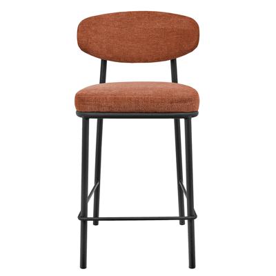 Стул Bradexhome Стул полубарный Lucas 2 терракотовый шенилл с чёрными ножками арт. FR 1024