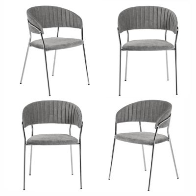 Стул Bradexhome Комплект из 4-х стульев Turin серый вельвет с хромированными ножками арт. FR 0860K