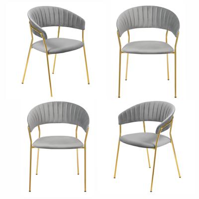 Стул Bradexhome Комплект из 4-х стульев Turin серый, золотые ножки арт. FR 0910K