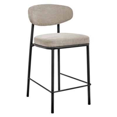 Стул Bradexhome Стул полубарный Lucas 2 латте шенилл с чёрными ножками арт. FR 1022