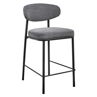 Стул Bradexhome Стул полубарный Lucas 2 серый шенилл с чёрными ножками арт. FR 1023