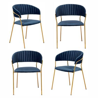 Стул Bradexhome Комплект из 4-х стульев Turin синий, золотые ножки арт. FR 0557K