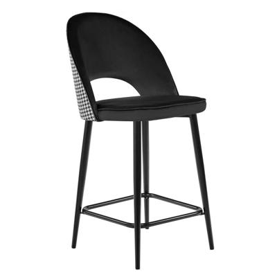 Стул Bradexhome Стул полубарный Leo чёрный с жаккардом, с поворотным механизмом арт. RF 0270
