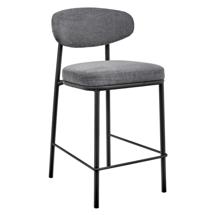 Стул Bradexhome Стул полубарный Lucas 2 серый шенилл с чёрными ножками арт. FR 1023