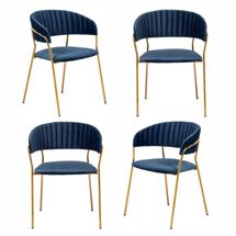 Стул Bradexhome Комплект из 4-х стульев Turin синий, золотые ножки арт. FR 0557K