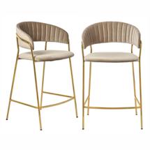 Стул Bradexhome Комплект из 2-х стульев полубарных Turin латте с золотыми ножками арт. FR 0559P