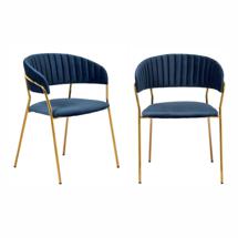 Стул Bradexhome Комплект из 2-х стульев Turin синий, золотые ножки арт. FR 0557P