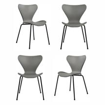 Стул Bradexhome Комплект из 4-х стульев Seven Style серый с чёрными ножками арт. FR 0422K