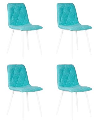 Стул DOBRIN Набор 4 шт Стул обеденный DOBRIN CHILLY ROMBO, Тиффани Simple 51, основание белый арт. A006-N_W-M_V-Simple-51