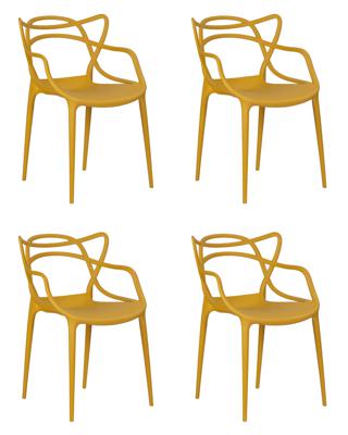 Стул DOBRIN Набор 4 шт Стул обеденный DOBRIN MASTERS, горчичный (Y-03) арт. LMZL-PP601-N_P-Y-03