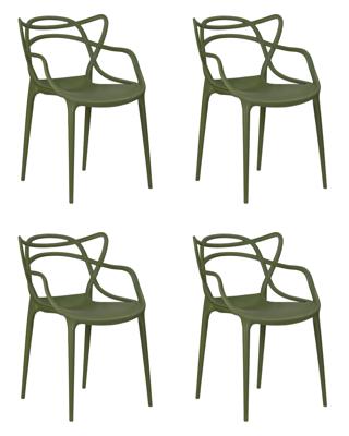 Стул DOBRIN Набор 4 шт Стул обеденный DOBRIN MASTERS, зеленый хаки (G-17) арт. LMZL-PP601-N_P-G-17