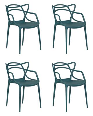 Стул DOBRIN Набор 4 шт Стул обеденный DOBRIN MASTERS, морской волны (G-05) арт. LMZL-PP601-N_P-G-05