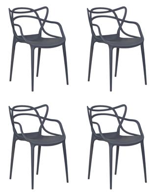 Стул DOBRIN Набор 4 шт Стул обеденный DOBRIN MASTERS, серо-синий (NX-GR-16) арт. LMZL-PP601-N_P-NX-GR-16