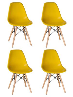 Стул DOBRIN Набор 4 шт Стул обеденный DOBRIN DSW, ножки светлый бук, цвет жёлтый (Y-01) арт. LMZL-PP638-N_LB-MTR_P-Y-01