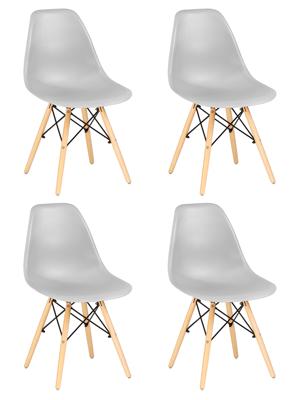 Стул DOBRIN Набор 4 шт Стул обеденный DOBRIN DSW, ножки светлый бук, цвет светло-серый (GR-01) арт. LMZL-PP638-N_LB-MTR_P-GR-01