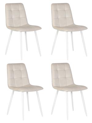 Стул DOBRIN Набор 4 шт Стул обеденный DOBRIN CHILLY, Кремовый Holland 05, основание белое арт. A_005-N_W-M_V-Holland-05