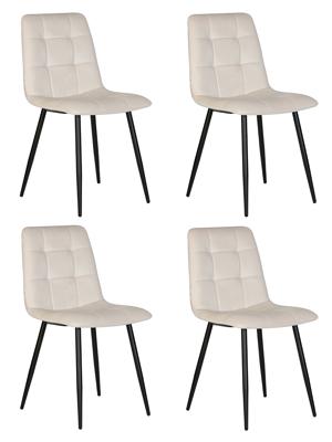 Стул DOBRIN Набор 4 шт Стул обеденный DOBRIN CHILLY, Кремовый Holland 05, основание черное арт. A_005-N_B-M_V-Holland-05