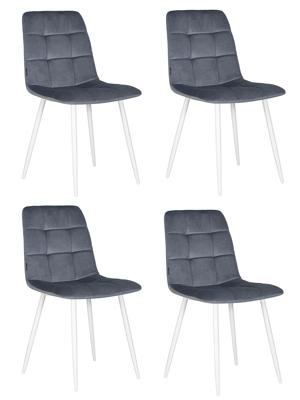 Стул DOBRIN Набор 4 шт Стул обеденный DOBRIN CHILLY, Серо-голубой Holland 14, основание белое арт. A_005-N_W-M_V-Holland-14