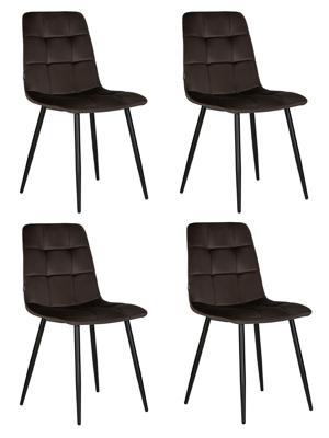 Стул DOBRIN Набор 4 шт Стул обеденный DOBRIN CHILLY, Эспрессо Holland 74, основание черное арт. A_005-N_B-M_V-Holland-74