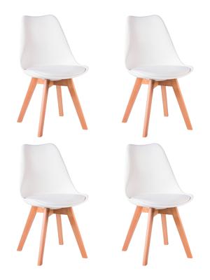 Стул DOBRIN Набор 4 шт Стул обеденный DOBRIN JERRY SOFT, ножки светлый бук, цвет сиденья белый (W-02) арт. LMZL-PP635-N_LB-TR_P-W-02