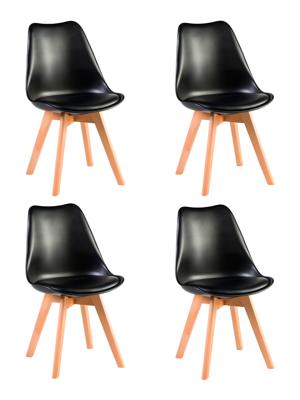 Стул DOBRIN Набор 4 шт Стул обеденный DOBRIN JERRY SOFT, ножки светлый бук, цвет сиденья чёрный (B-03) арт. LMZL-PP635-N_LB-TR_P-B-03