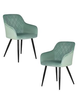 Стул DOBRIN Набор 2 шт Стул обеденный DOBRIN ROBERT, черные матовые ножки, велюр V108-118 Мятный арт. LML-8266-N_B-M_V-V108-118