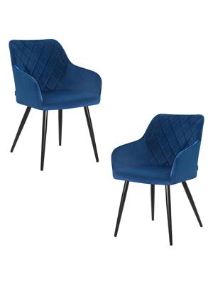 Стул DOBRIN Набор 2 шт Стул обеденный DOBRIN ROBERT, черные матовые ножки, велюр V108-67 Тёмно-синий арт. LML-8266-N_B-M_V-V108-67