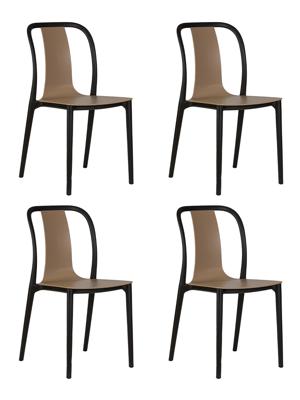 Стул DOBRIN Набор 4 шт Стул обеденный DOBRIN ADAM, черный/бежевый арт. LMZL-PP669-N_B-_P-GR-03