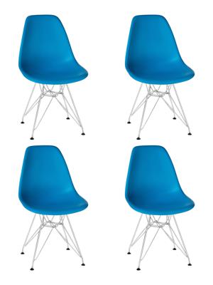 Стул DOBRIN Набор 4 шт Стул обеденный DOBRIN DSR, ножки хром, цвет голубой (BE-02) арт. LMZL-PP638A-N_M_P-BE-02