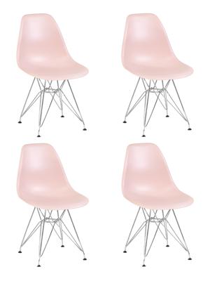 Стул DOBRIN Набор 4 шт Стул обеденный DOBRIN DSR, ножки хром, цвет светло-розовый (PK-02) арт. LMZL-PP638A-N_CH-M_P-PK-02