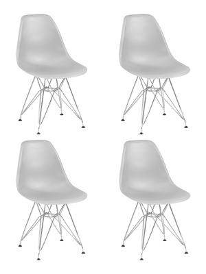 Стул DOBRIN Набор 4 шт Стул обеденный DOBRIN DSR, ножки хром, цвет светло-серый (GR-01) арт. LMZL-PP638A-N_CH-M_P-GR-01
