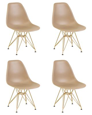Стул DOBRIN Набор 4 шт Стул обеденный DOBRIN DSR, ножки золотые, цвет бежевый (GR-03) арт. LMZL-PP638A-N_M_P-GR-03