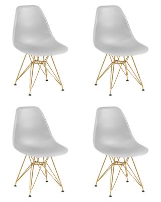 Стул DOBRIN Набор 4 шт Стул обеденный DOBRIN DSR, ножки золотые, цвет светло-серый (GR-01) арт. LMZL-PP638A-N_M_P-GR-01