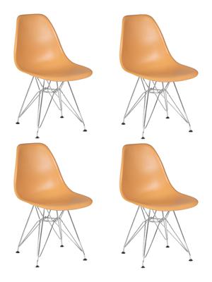 Стул DOBRIN Набор 4 шт Стул обеденный DOBRIN DSR, ножки хром, цвет персиковый (NX-Y-06) арт. LMZL-PP638A-N_CH-M_P-NX-Y-06