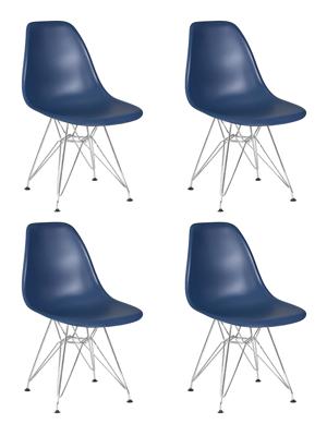 Стул DOBRIN Набор 4 шт Стул обеденный DOBRIN DSR, ножки хром, цвет тёмно-синий (BE-12) арт. LMZL-PP638A-N_CH-M_P-BE-12
