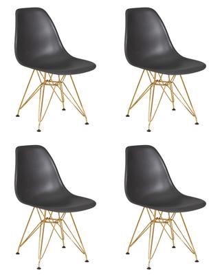 Стул DOBRIN Набор 4 шт Стул обеденный DOBRIN DSR, ножки золотые, цвет тёмно-серый (GR-04) арт. LMZL-PP638A-N_M_P-GR-04